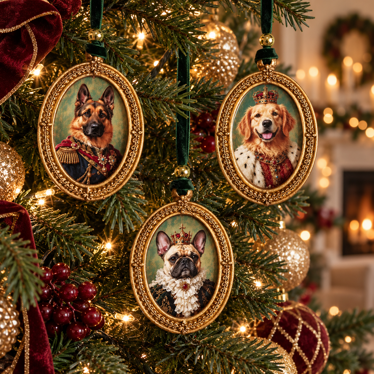 Royal Dog Christmas Ornament Set, Personalized Gift Box