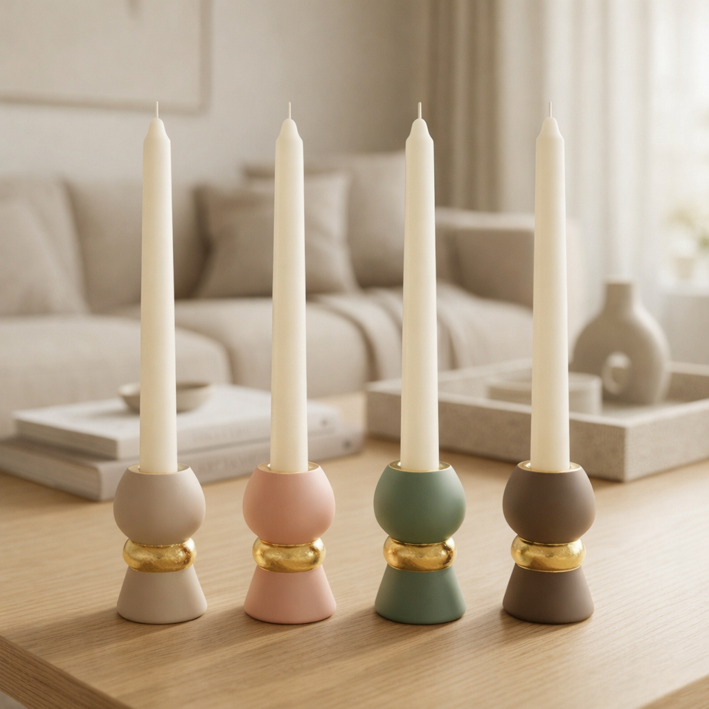 Gold Leaf Taper Candle Holders, Set of 2, Boho Minimalist Decor