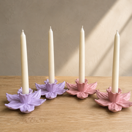 Daffodil Candle Holder, Handmade Floral Boho Decor, Wedding Gift