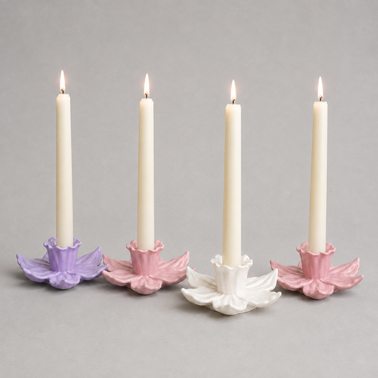 Daffodil Candle Holder, Handmade Floral Boho Decor, Wedding Gift