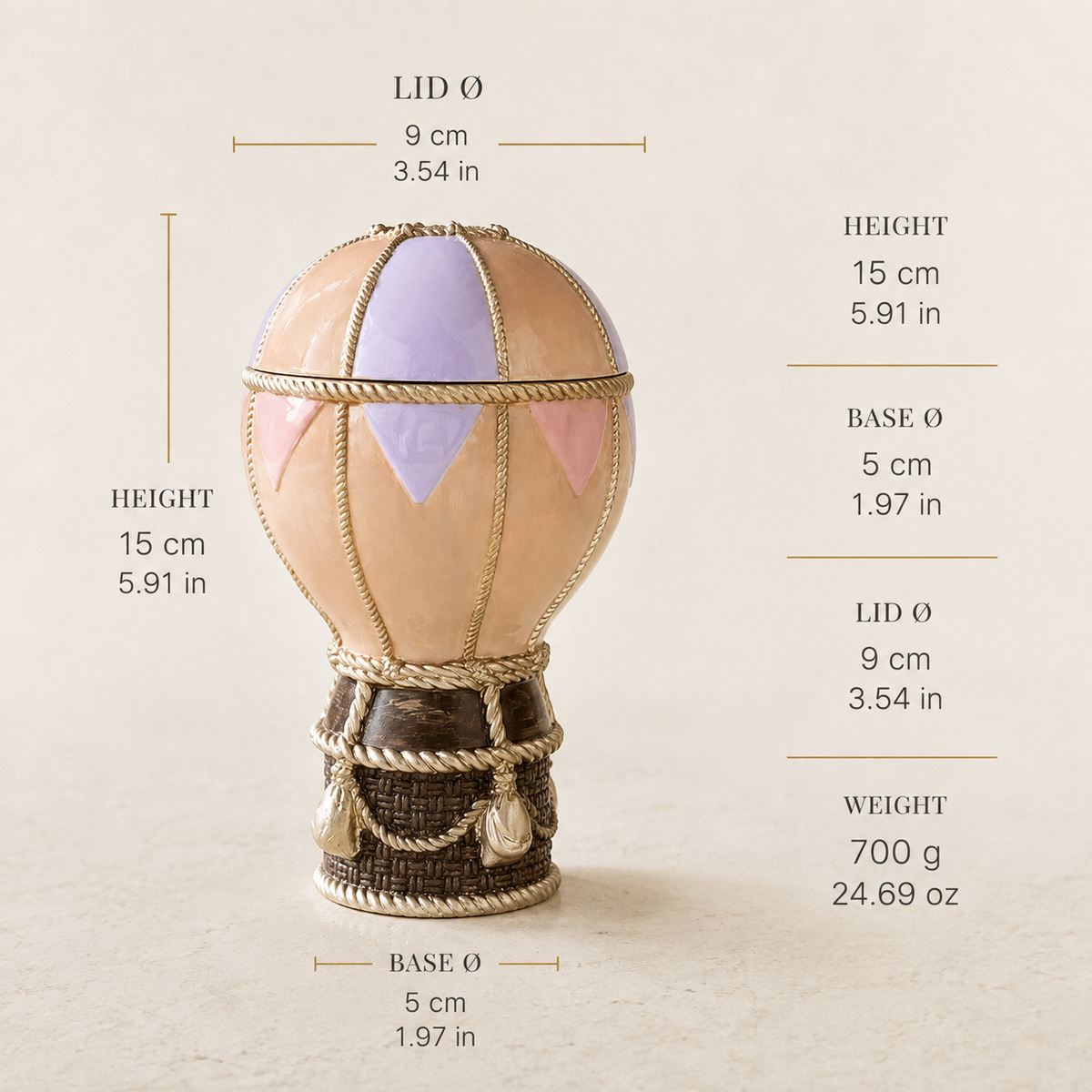 Hot Air Balloon Jewelry Box Handmade Trinket and Keepsake Box