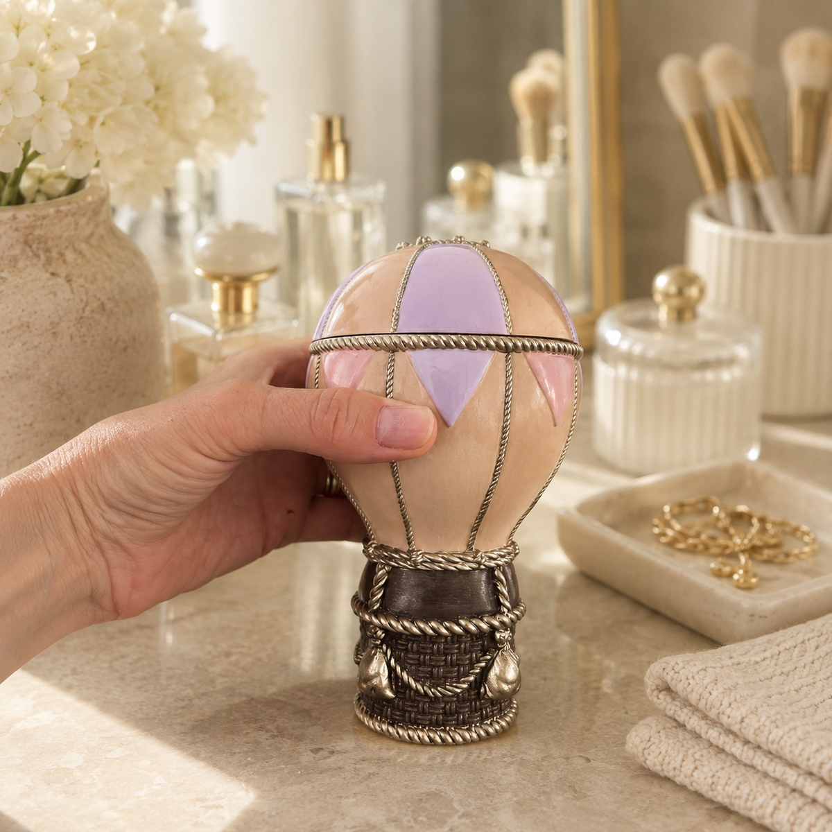 Hot Air Balloon Jewelry Box Handmade Trinket and Keepsake Box