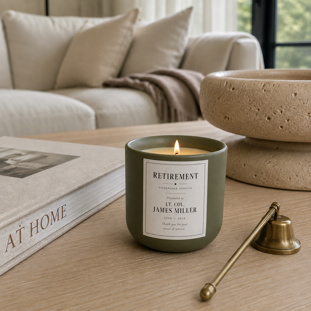Personalized Military Candle Gift Set with Matches — Veteran, Retirement, DD214, Deployment & Welcome Home Gift