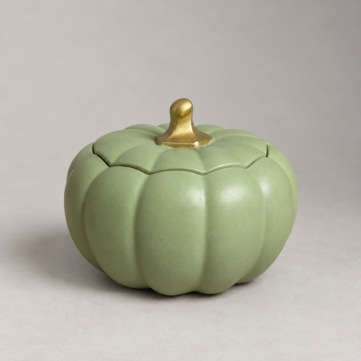 Olive Green Pumpkin Jar Decorative Trinket Box Fall Decor Thanksgiving Centerpiece