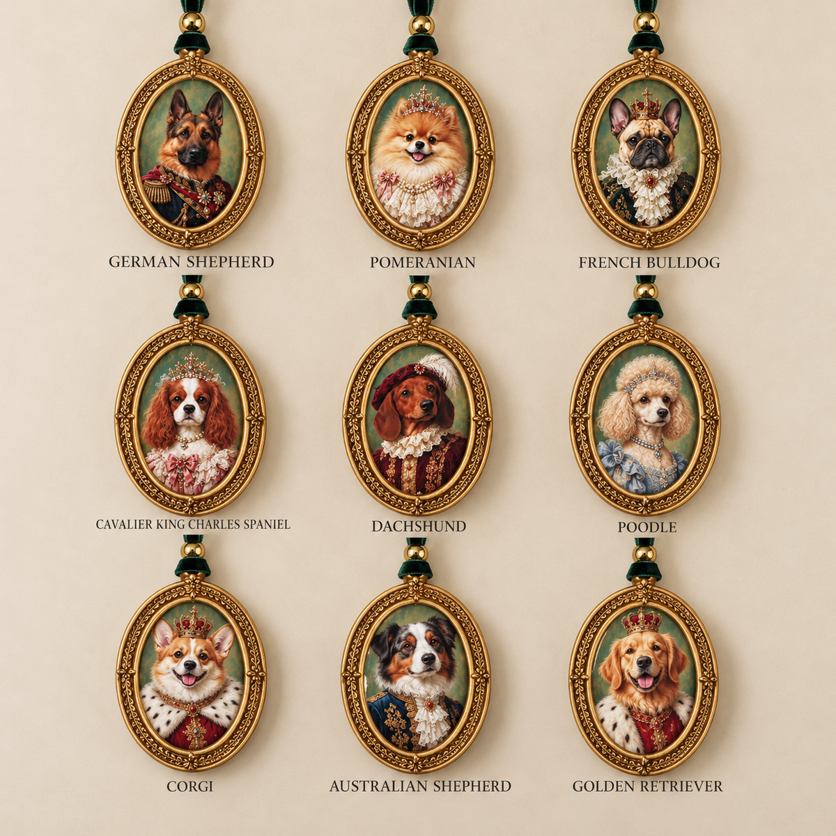 Royal Dog Christmas Ornament Set, Personalized Gift Box