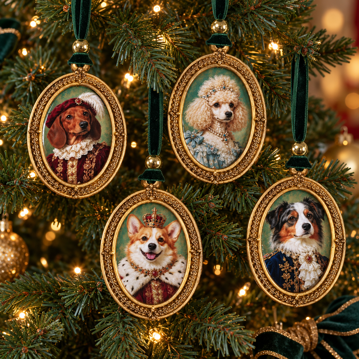 Royal Dog Christmas Ornament Set, Personalized Gift Box