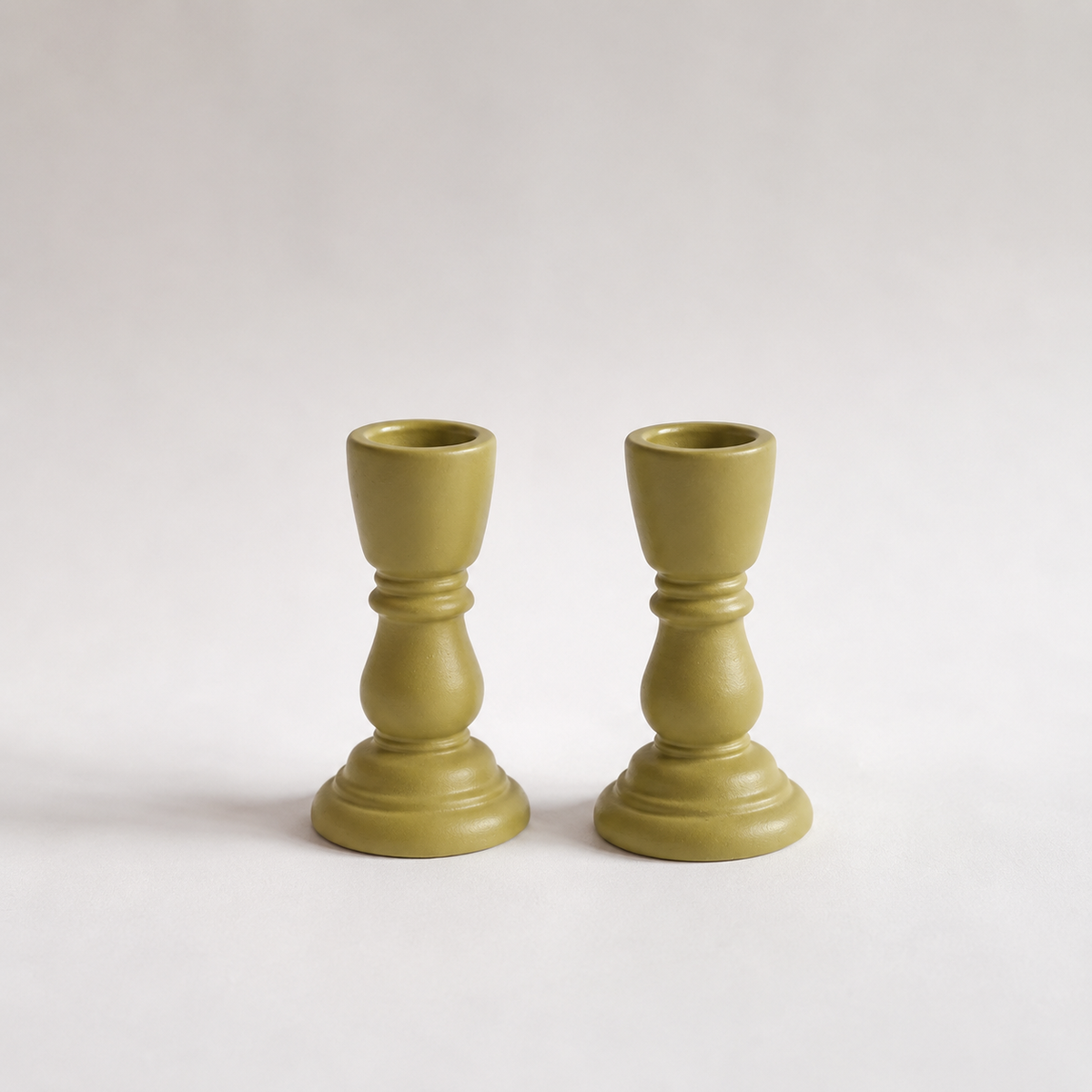 Taper Candle Holders Set of 2, Stone Candlestick Decor