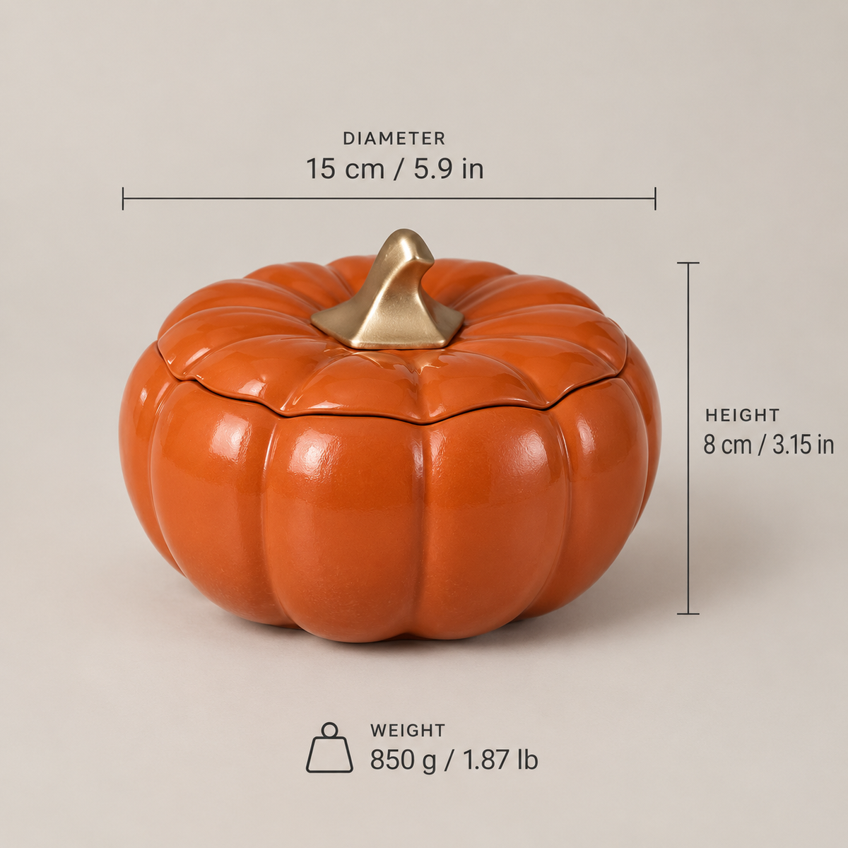 Terracotta Pumpkin Jar Decorative Trinket Box Fall Decor Thanksgiving Centerpiece