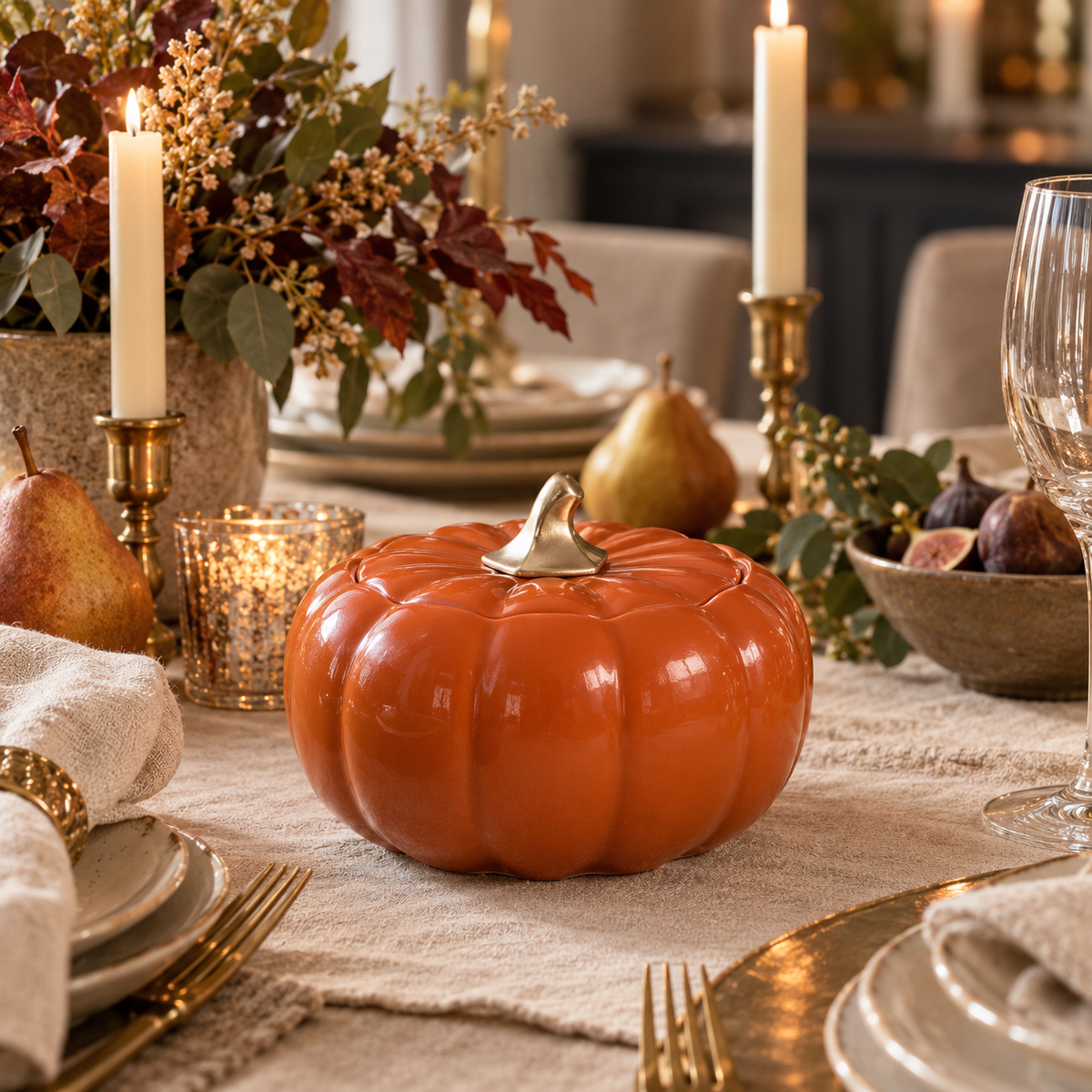 Terracotta Pumpkin Jar Decorative Trinket Box Fall Decor Thanksgiving Centerpiece