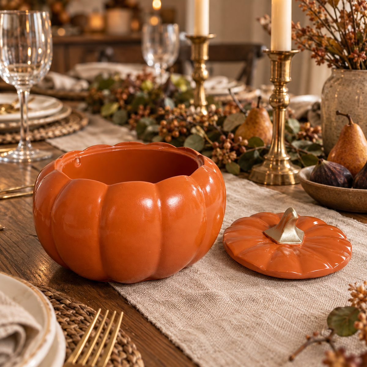 Terracotta Pumpkin Jar Decorative Trinket Box Fall Decor Thanksgiving Centerpiece
