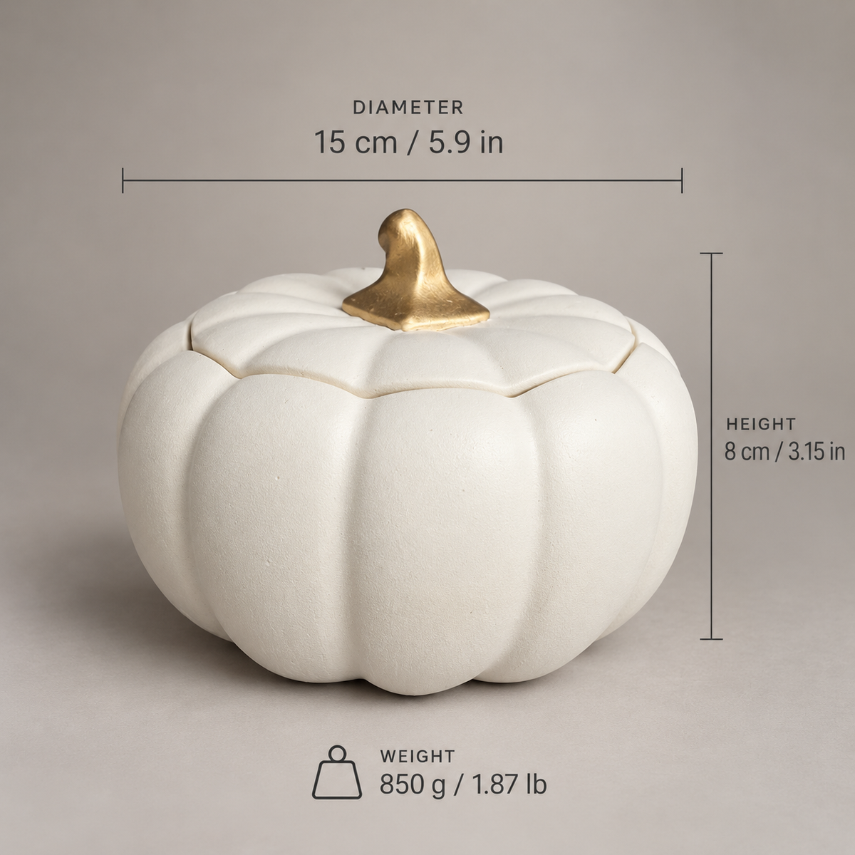 Velvet White Pumpkin Jar Decorative Trinket Box Fall Decor Thanksgiving Centerpiece