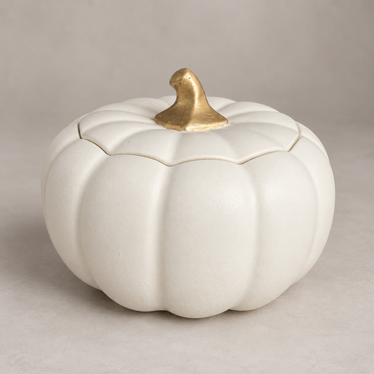 Velvet White Pumpkin Jar Decorative Trinket Box Fall Decor Thanksgiving Centerpiece