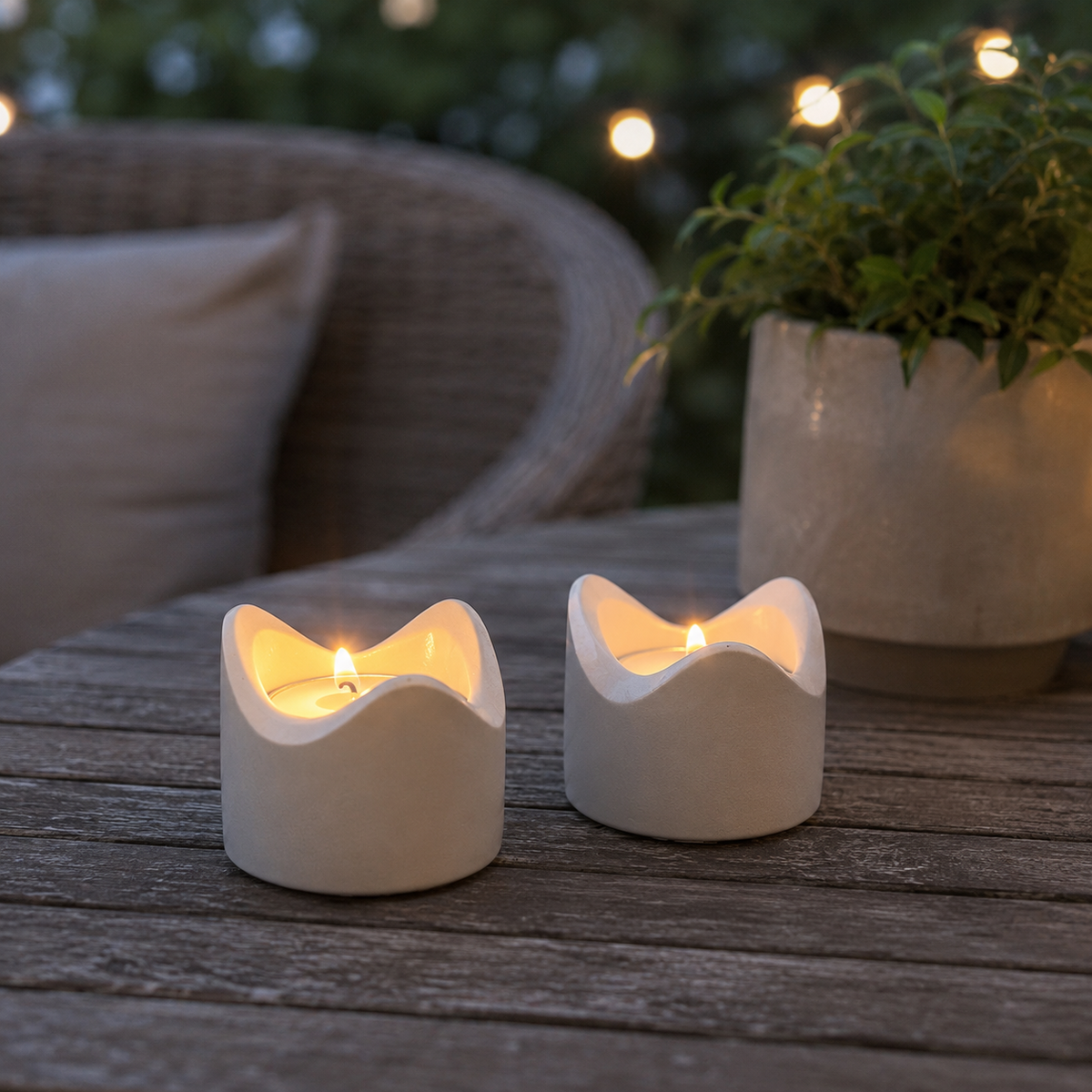 Wavy Tealight Candle Holder Set of 2, Gold Rim